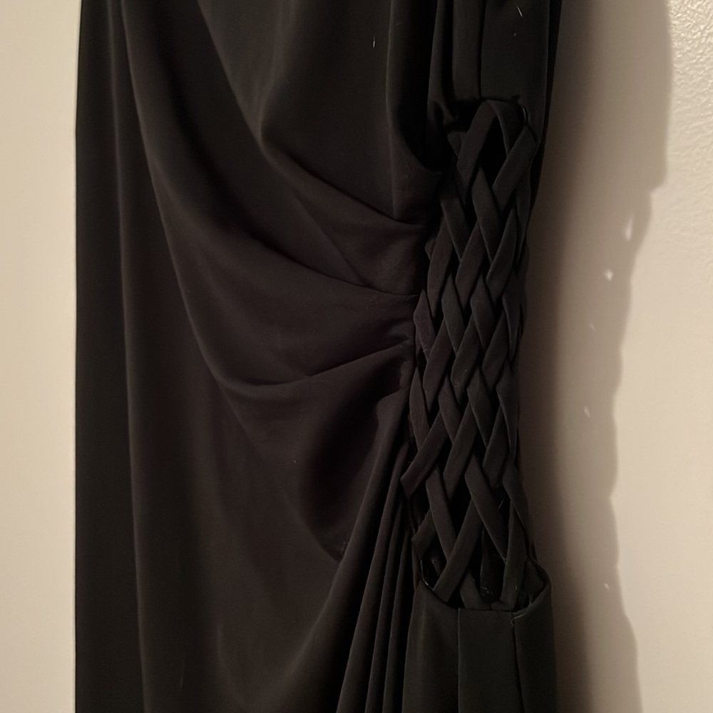 Draped Black Dress w/ Cutout Waist Detail